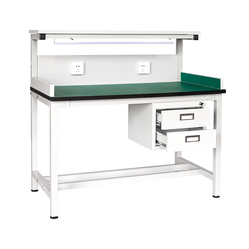 钢制带围板双层防静电工作台工厂流水线带灯抽屉维修台打包操作台