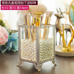 新款复古铜欧式玻璃化妆刷桶收纳盒透明mac化妆刷桶彩妆刷筒