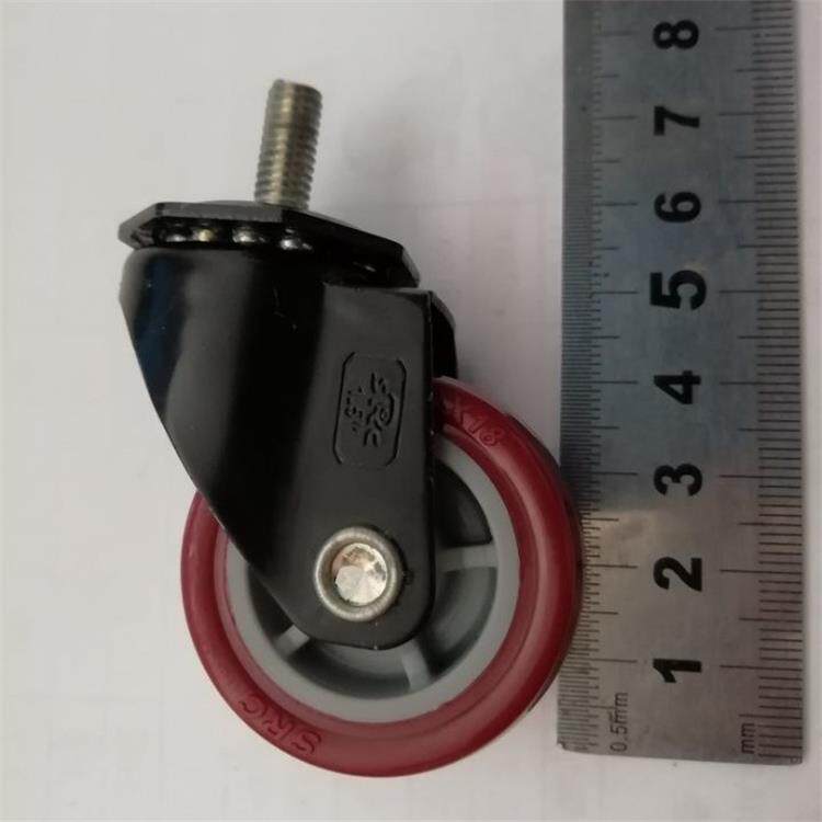 1.5寸丝杆尺寸M6*15聚氨酯PU静音耐磨万向轮子沙发脚轮家具滑轮