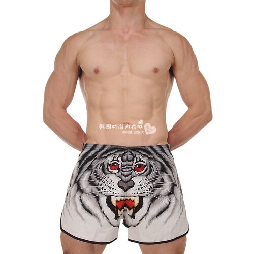 韩国男士阿罗f裤潮男内裤宽松版一片式大码居家裤卡通棉内裤丝光