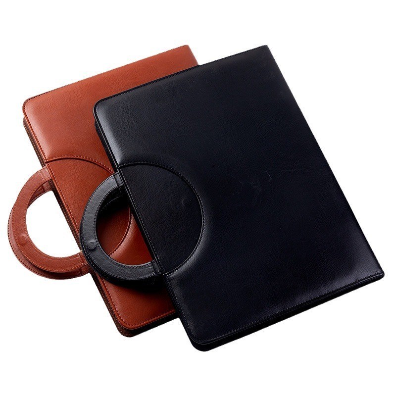 谈单夹皮质手提拉链公文包多功能A4文件夹带计算器商务经理夹