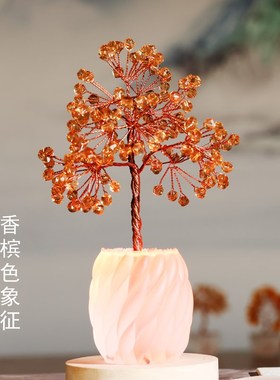 水晶摇钱树摆件招财发财家居客厅玄关酒柜办公桌饰品乔迁新居礼品