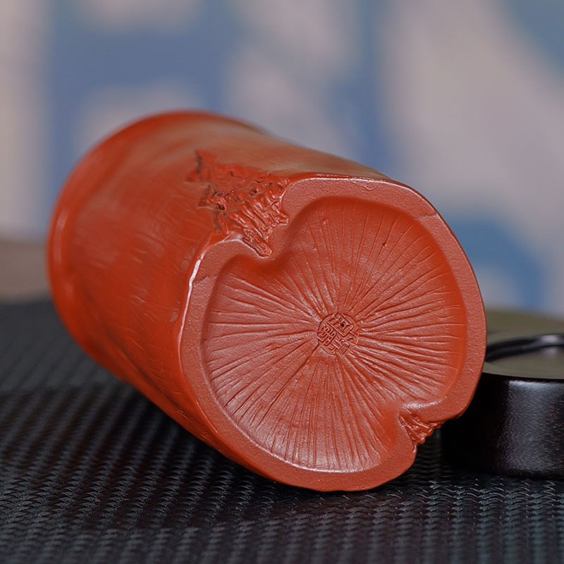 【逢春 350毫升】宜兴双层紫砂内胆养生茶杯男士木纹保温杯
