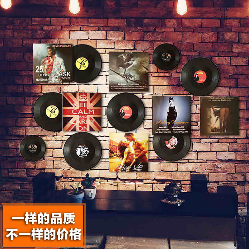 工业风黑胶片唱片房间酒吧壁饰咖啡厅个性创意背景墙挂件墙面装饰