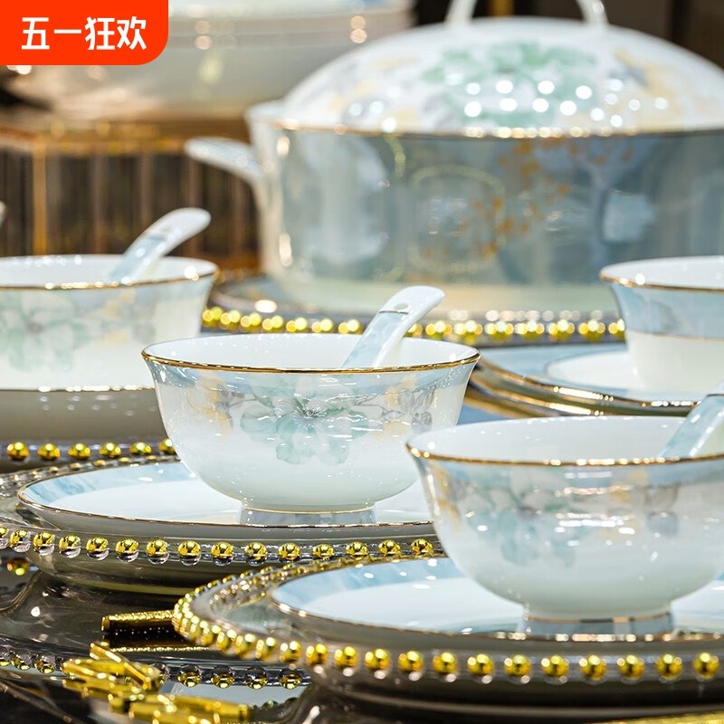 碗家用2024新款餐具套装陶瓷碗碟碗具碗盘乔迁礼物高级饭碗筷子勺