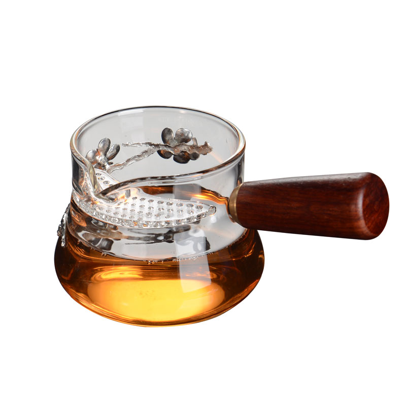 侧把月牙过滤公道杯玻璃加厚茶漏一体茶杯独特过滤网分茶器