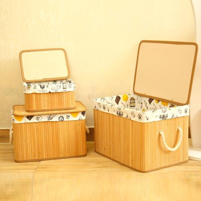脏衣篮藤编收纳筐 特大号带盖编织洗衣篓竹编田园玩具整理储物箱