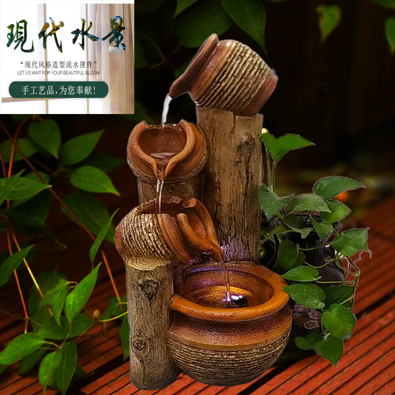 树桩陶罐流水家居庭院阳台鱼缸增氧鱼池水循环装饰造景落地摆件