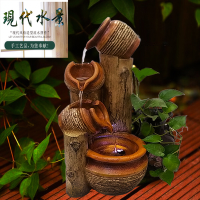 树桩陶罐流水家居庭院阳台鱼缸增氧鱼池水循环装饰造景落地摆件