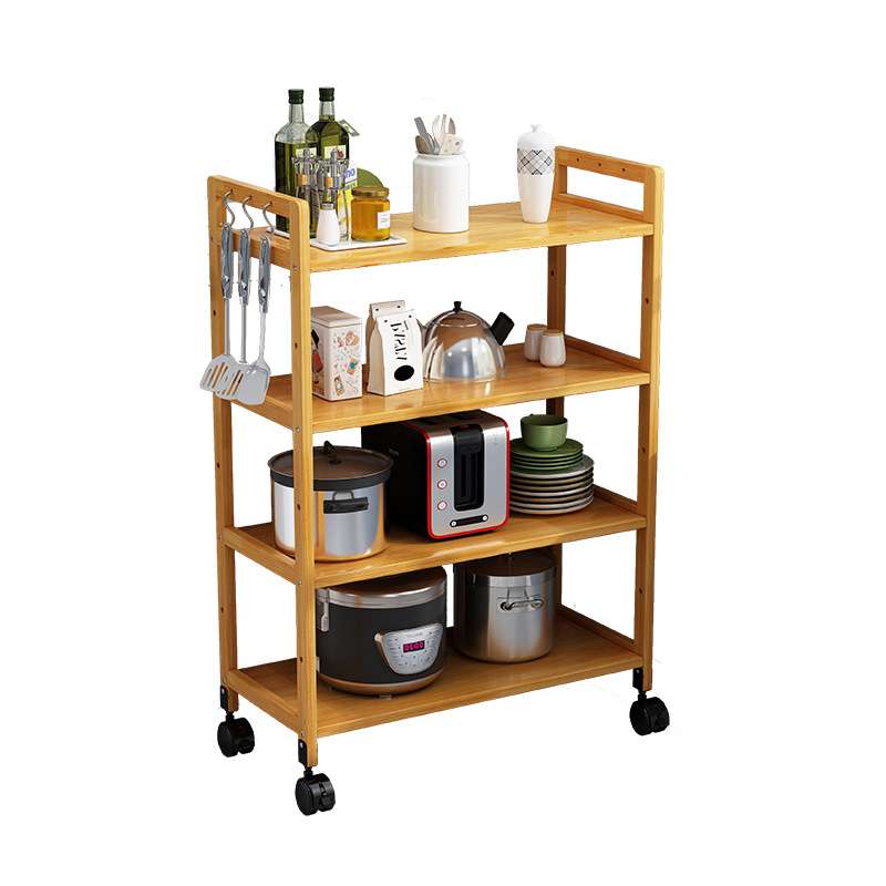 厨房推车置物架落地式带轮可移动花架活动杂物收纳架实木书架家用