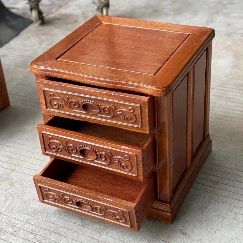 红木床头柜实木菠萝格柜储物金花梨床边收纳柜中山红木家具厂