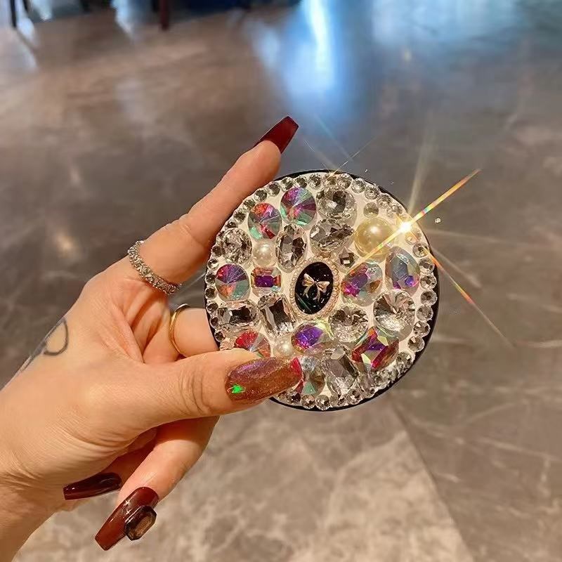 送闺蜜女友礼物便携随身携带折y叠双面蝴蝶结化妆镜镶钻迷你补妆