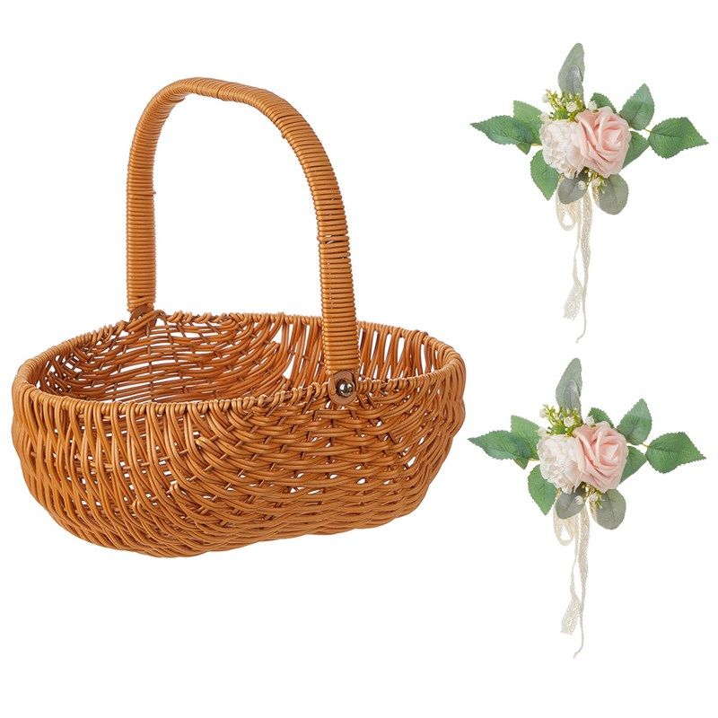 仿真藤编草编手提花篮手工干花装饰婚礼撒花喜篮家居物件收纳篮子,节庆用品/礼品,婚房装扮用品,淘宝优惠券,粉丝福利购,淘宝优惠卷