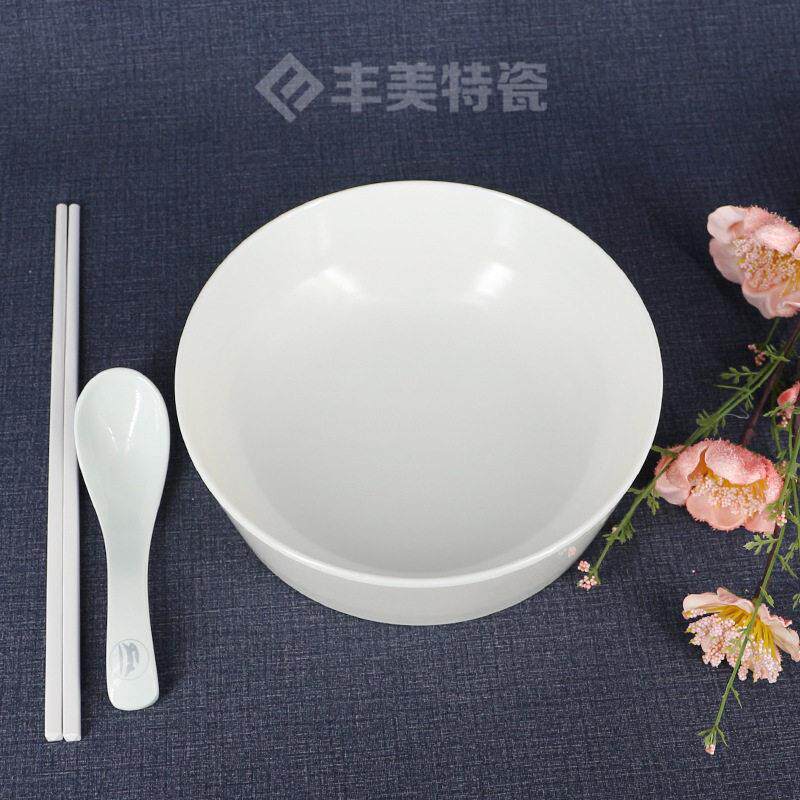 仿瓷美耐皿A5密胺餐具8寸直边平底圆碗菜碗厂家直销印LOGO菜盘