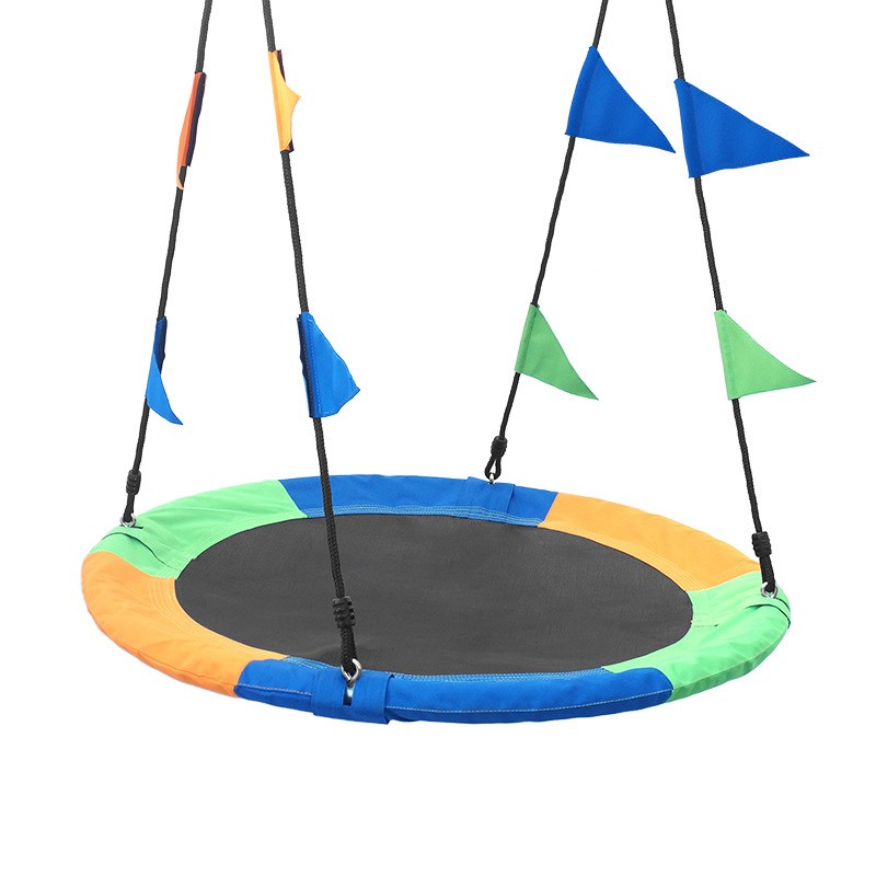 100cm户外儿童秋千 900D牛津布圆形树秋千带彩旗蝶形秋千