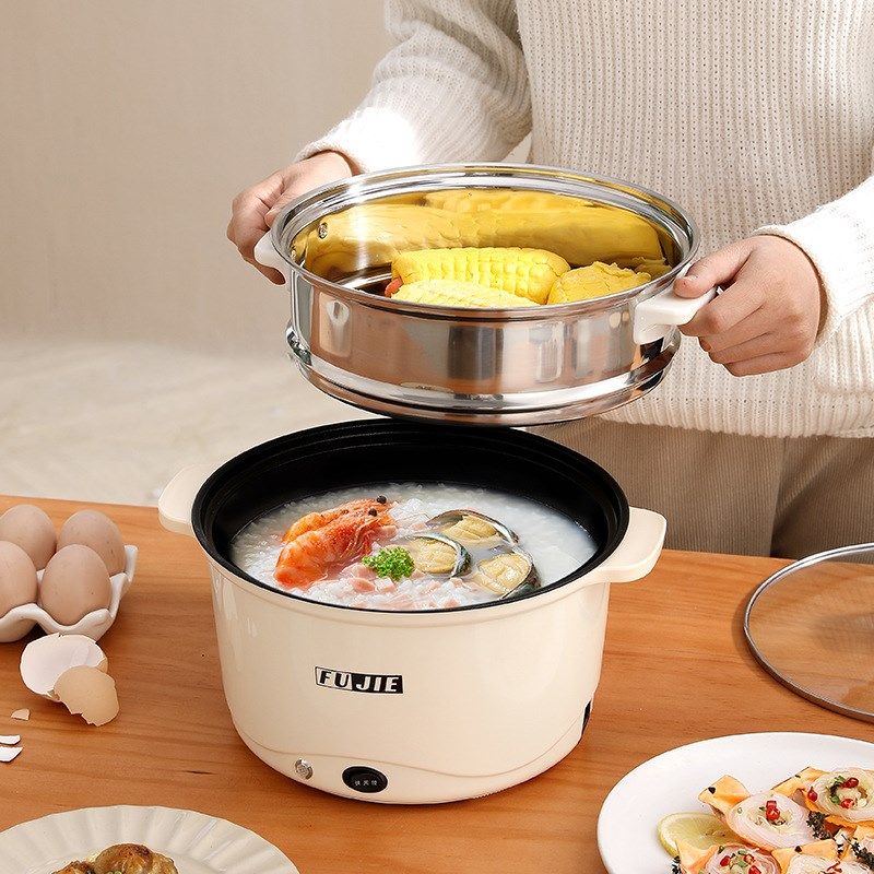 C型米白大容量多功能电煮锅煮饭泡面煎煮炒闷炖学生宿舍家用一体,厨房电器,电煮锅,淘宝优惠券,粉丝福利购,淘宝优惠卷