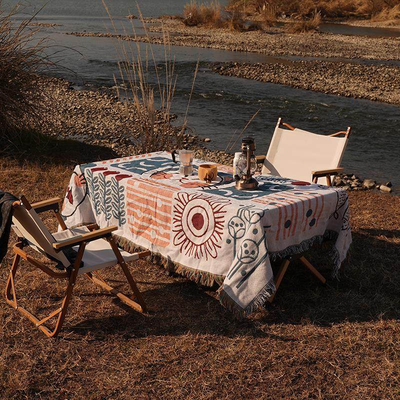 户外桌子煮野营露营桌旗蛋卷桌露营防水装饰桌垫桌布野餐高级喝茶