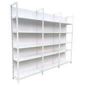 甄选四柱超市货架白色双面便利店展示架母婴文具店小卖部多层置物