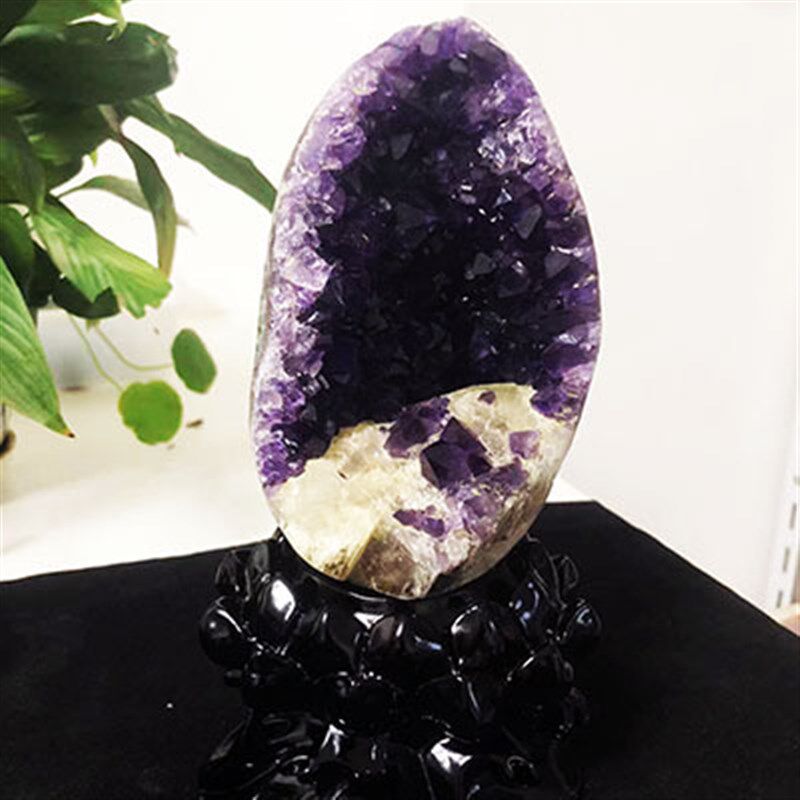 天然紫晶洞摆件 钱袋子玄关办公室摆件开业送礼恐龙蛋水晶洞原石
