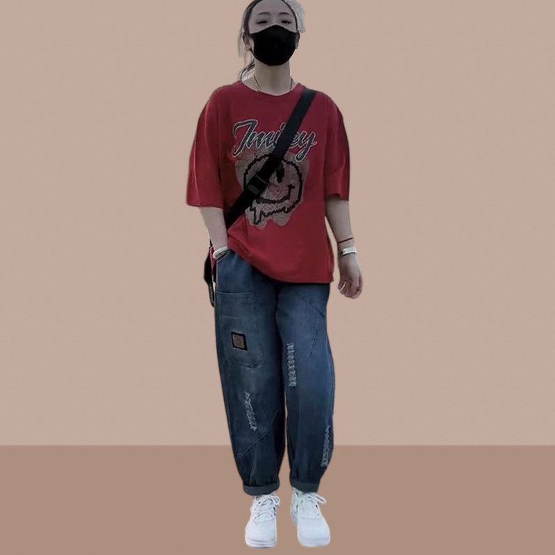 夏装搭配一整套时尚套装女2025新款夏季大L码胖mm显瘦套装遮肚藏
