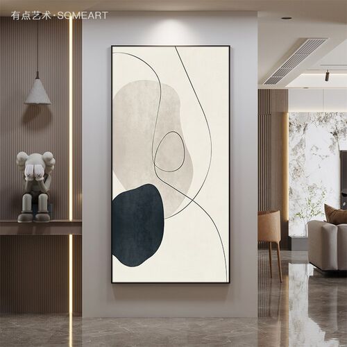 简约现代奶油风入户玄关装饰画客厅黑白极简M楼梯壁画走廊过道挂
