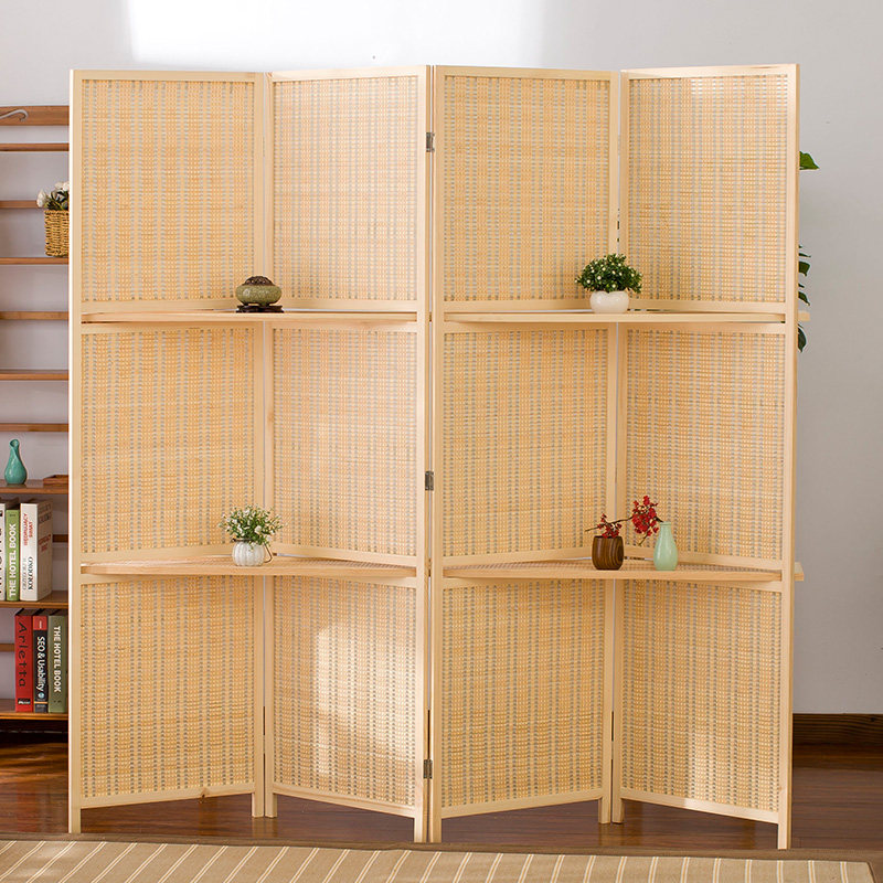 竹编屏风隔断折屏卧室客厅玄x关门时尚简易折叠办公室酒店田园屏
