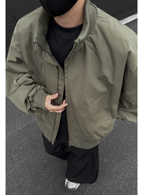 bomber飞行夹克外套男款秋季潮牌cleanfit廓形短款高街棒球服上衣