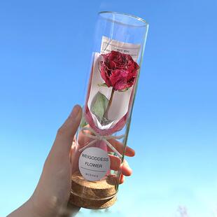 迷你干花小花束黄玫瑰永生花教师节七夕摆件送女朋友闺蜜生日礼物