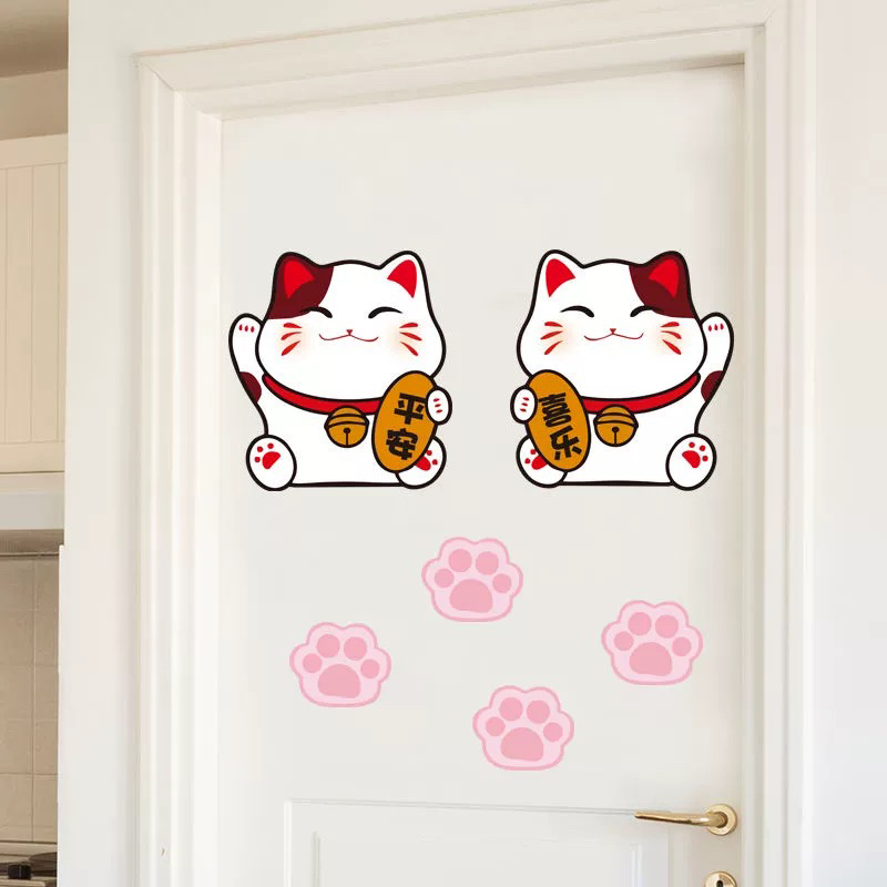 创意门贴平安喜乐招财猫可