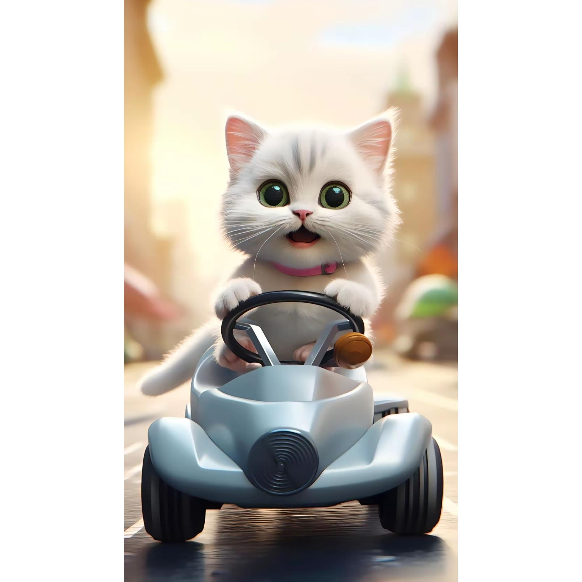 爆款可爱猫咪开车贴画客厅