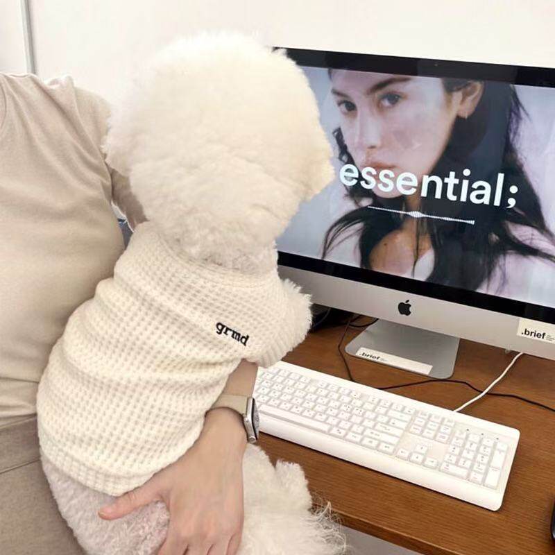 比心宠物秋季华夫格打底衫泰迪比熊博美贵宾雪纳瑞猫咪狗衣服