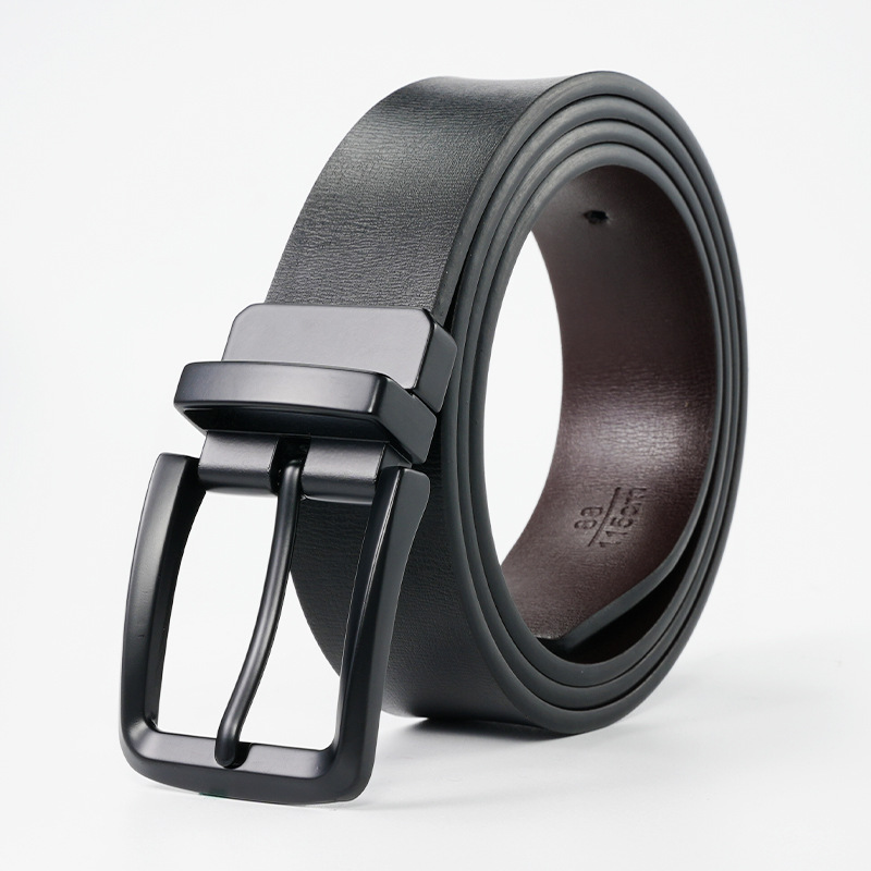 【双面使用】男士皮带可旋转针扣牛皮腰带商务百搭中青年裤带现货