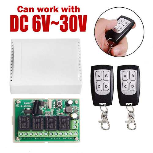 DC12V 24V 4CH无线遥控开关433M接收控制四路继电器模块汽车改装
