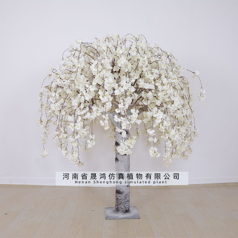 仿真白色樱花树枝人造樱花树盆景桃花树装饰大树仿真花树装饰假树