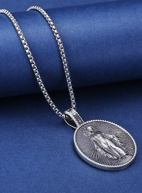 欧美复古吊坠纪念u章男女不锈钢项链毛衣链饰品
