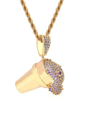 欧美嘻哈冰激凌溢出饮料冰淇淋吊坠 个性创P意微镶锆石嘻哈吊坠