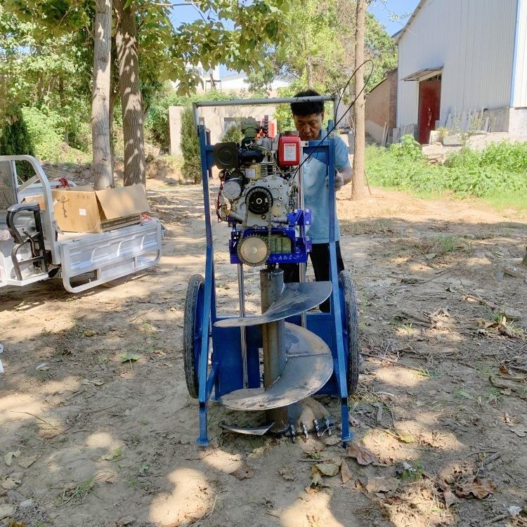 柴油挖树坑机公路围栏打桩钻孔机大棚立柱栽杆打洞电启动支架钻机