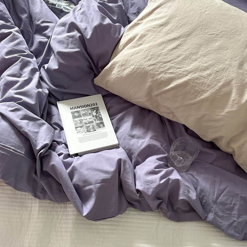 枕山栖谷 简约纯色全棉被套单件被罩150x200单人200x230双人
