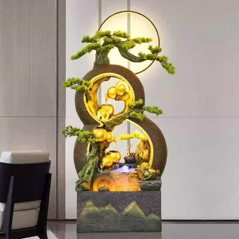 落地葫芦流水喷泉招财摆件家居景观客厅玄关装饰品办公室开业送礼