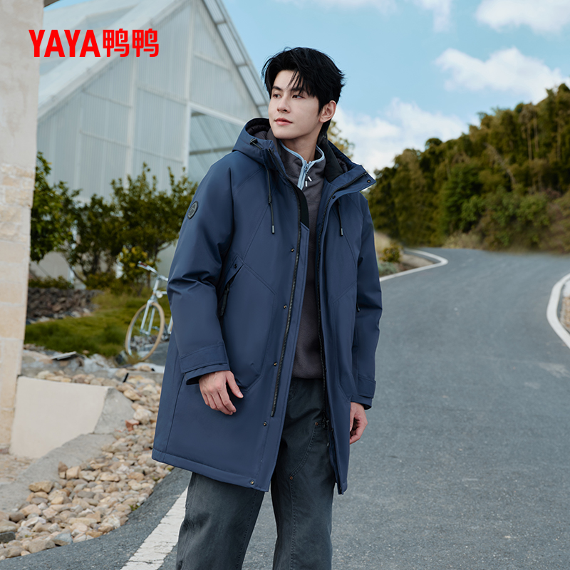 鸭鸭中长款羽绒服情侣外套