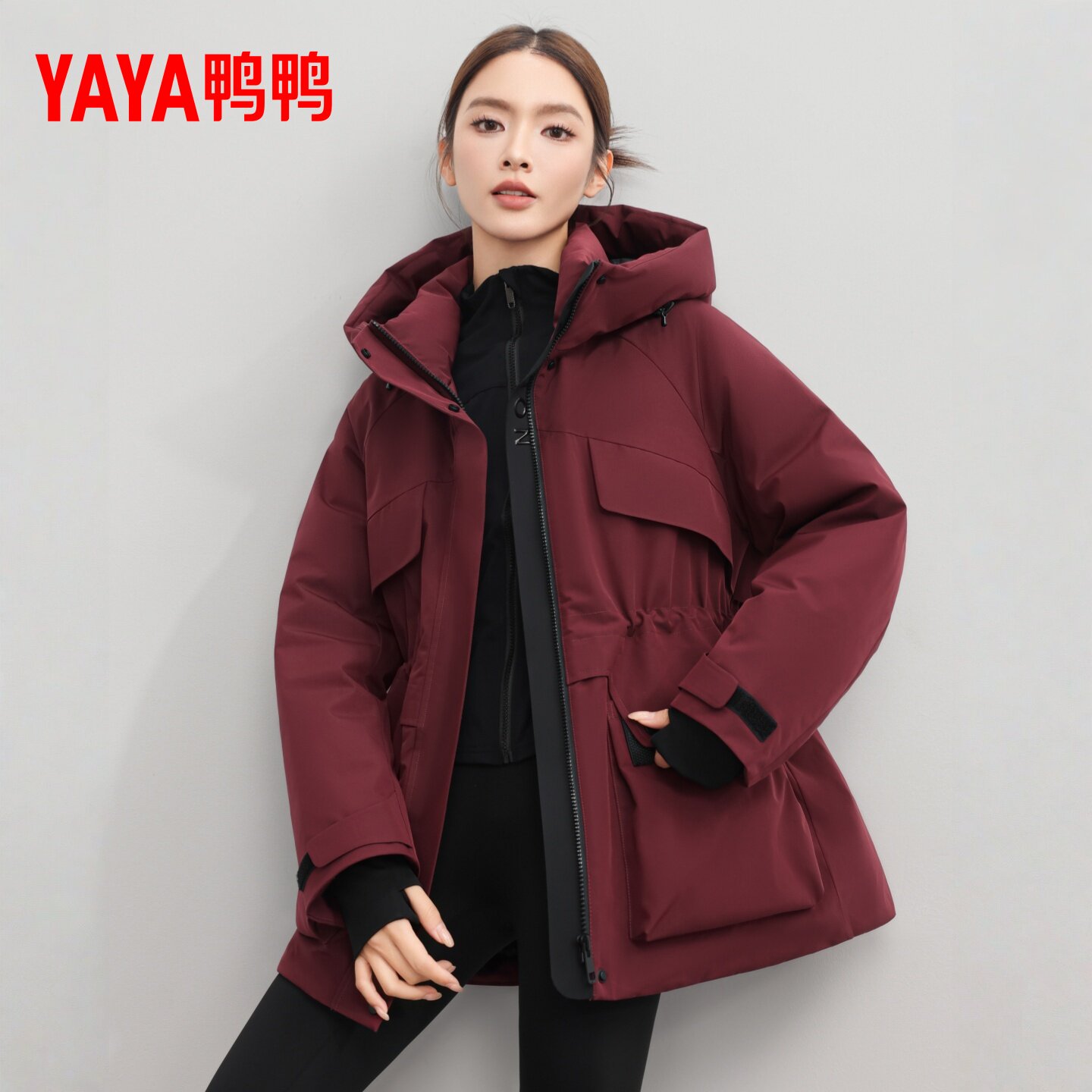 鸭鸭工装派克服羽绒服女2025新款