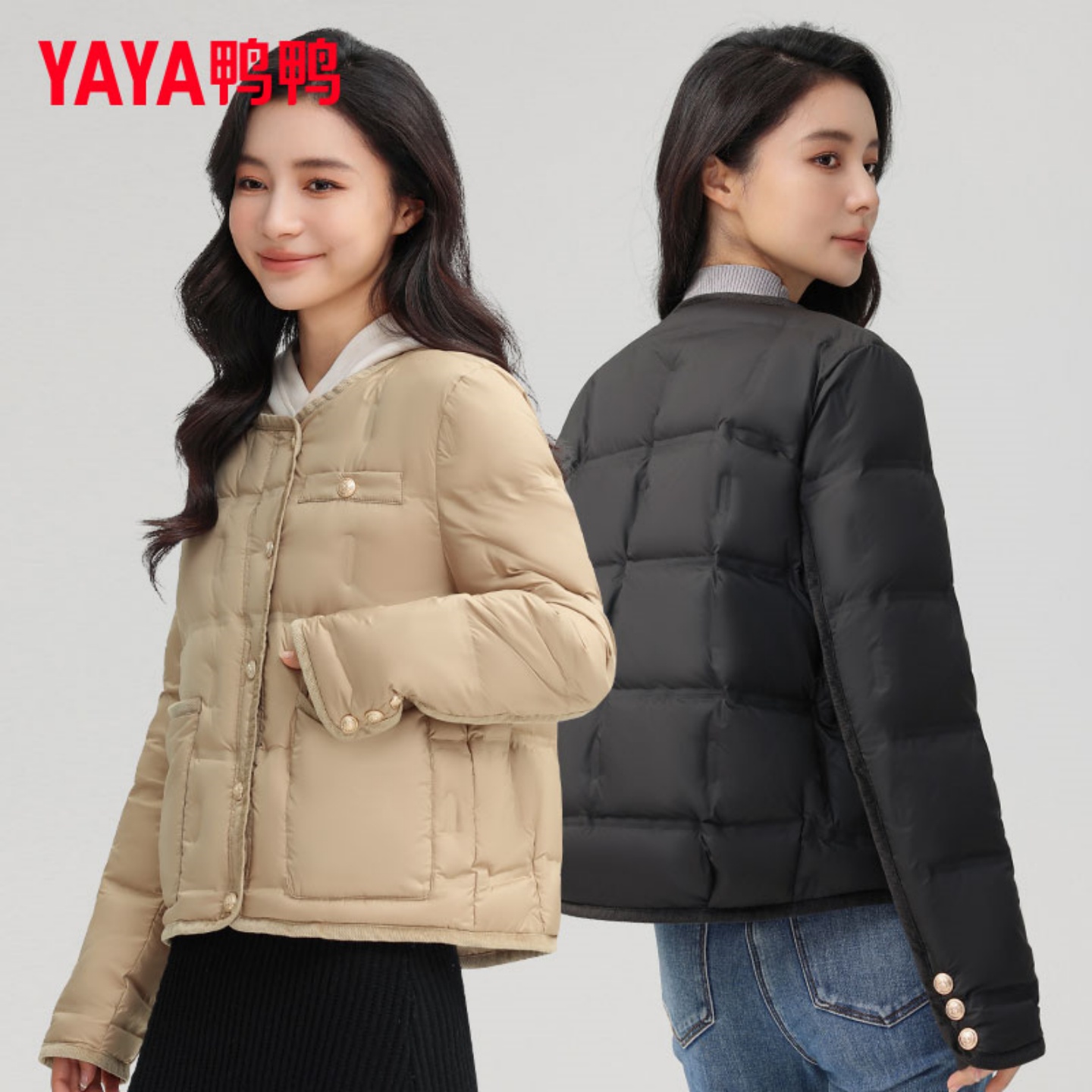 鸭鸭羽绒服女短款轻薄型鸭绒