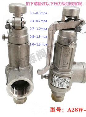 广易不锈钢弹簧式安全阀A28W-16P锅炉气压气体阀门泄压阀储气罐阀