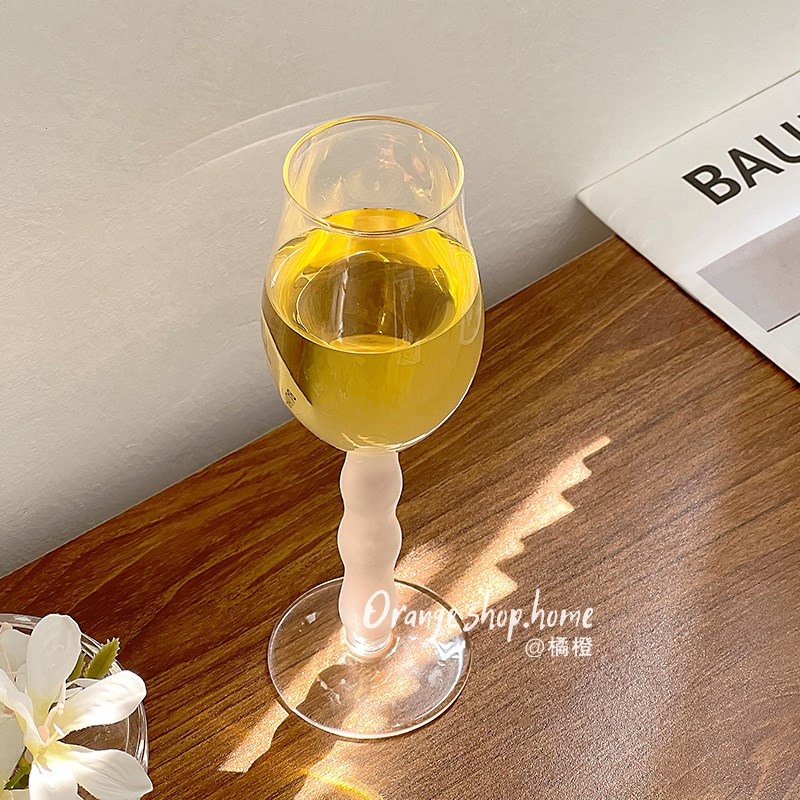 橘橙*意式设计感波浪纹甜酒磨砂杯香槟杯ins风高级感葡萄酒杯家用