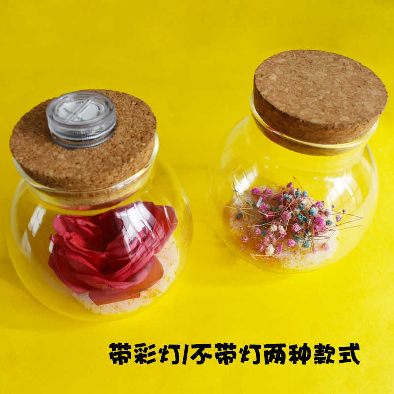 干花永生花保存密封玻璃瓶微景观软木塞菠萝瓶创意礼品圆形密封罐