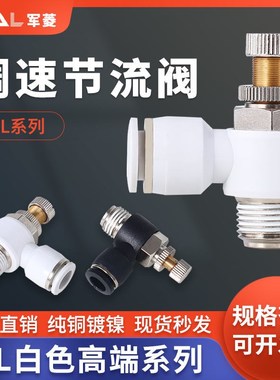节流阀白色调压阀SL4-M5/SL6-01/SL8-02/10-03/16-04气缸调速接头