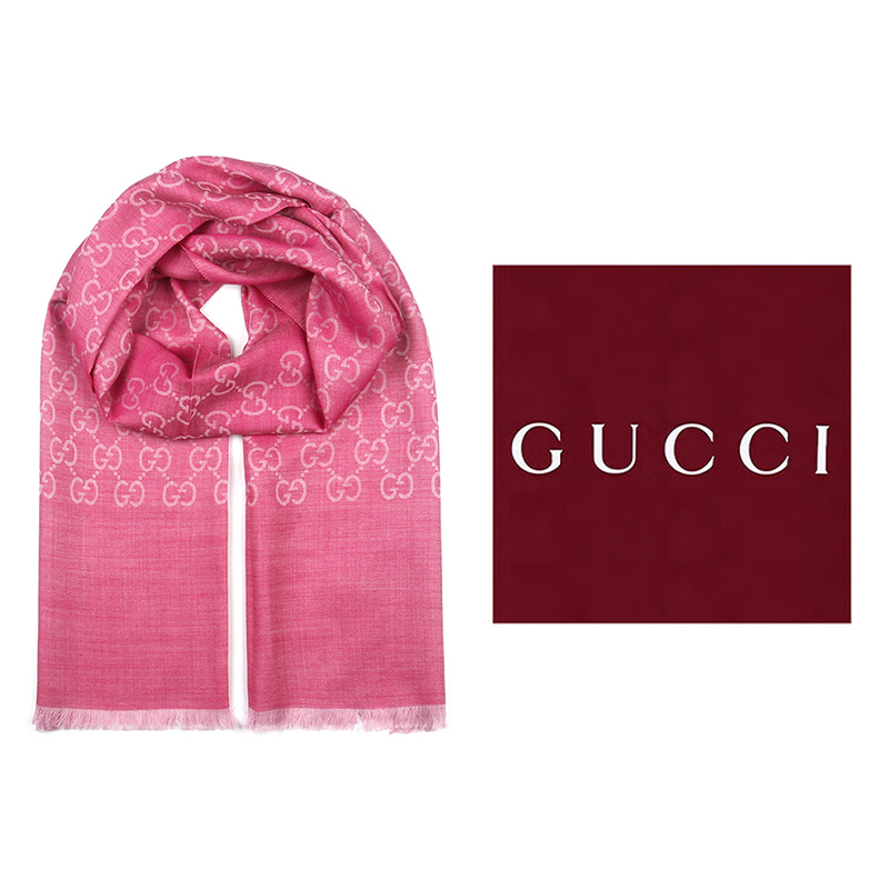 GUCCI/古驰经典双G织花绒线流苏双面围巾情侣款1659043G646合款
