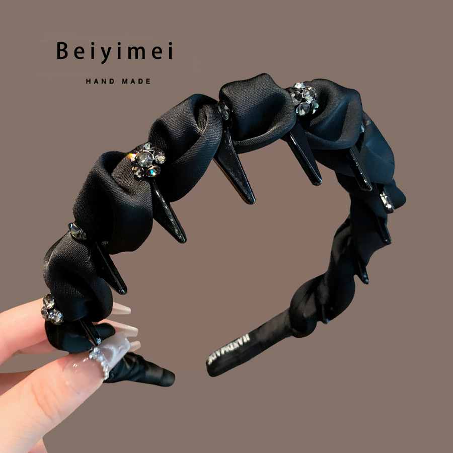 2025新款黑色高颅顶水钻高级发箍