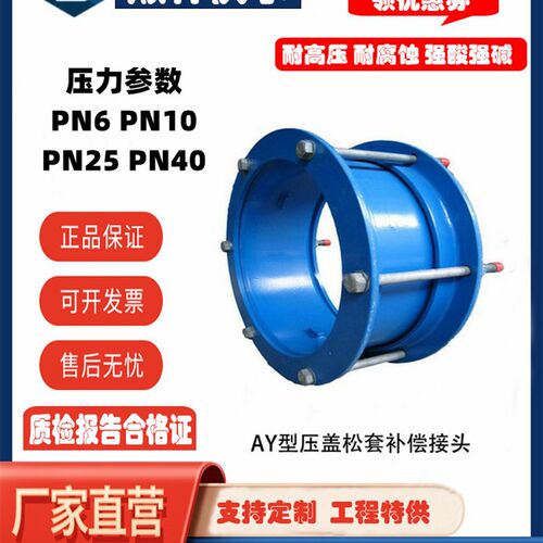 AY型压盖式伸缩接头SSJB松套限位补偿器船用快速抢修承插连接联轴