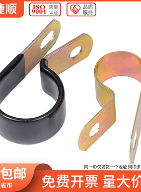 D5D6D8D10D12-D50镀锌单管夹片Q686F4浸塑R型弹簧性油管卡箍CT370